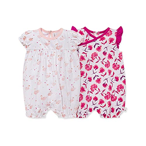 0840109564696 - BURTS BEES BABY BABY GIRLS ROMPERS, SET OF 2 BUBBLES, ONE PIECE JUMPSUITS, 100% ORGANIC COTTON, GRACEFUL SWANS, 3 MONTHS