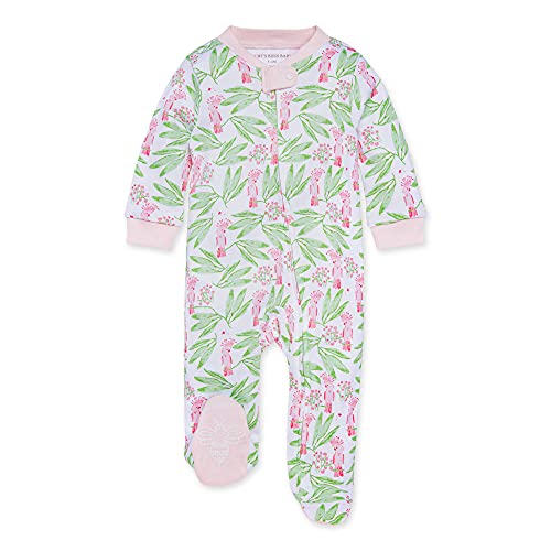 0840109564856 - BURTS BEES BABY BABY GIRLS SLEEP AND PLAY PJS, 100% ORGANIC COTTON ONE-PIECE PAJAMAS ZIP FRONT LOOSE FIT ROMPER JUMPSUIT, ISLAND COCKATOO, 9 MONTHS