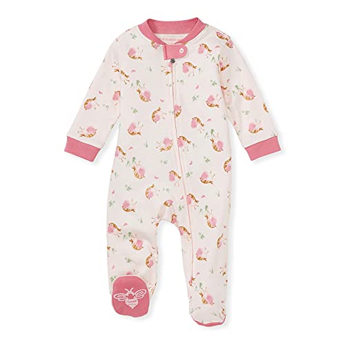 0840109581754 - BURTS BEES BABY BABY GIRLS SLEEP AND PLAY PJS, 100% ORGANIC COTTON ONE-PIECE PAJAMAS ZIP FRONT LOOSE FIT ROMPER JUMPSUIT, WHITE WITH RED, NEWBORN