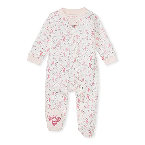 0840109581976 - BURTS BEES BABY BABY GIRLS SLEEP AND PLAY PJS, 100% ORGANIC COTTON ONE-PIECE PAJAMAS ZIP FRONT LOOSE FIT ROMPER JUMPSUIT, WHITE, NEWBORN
