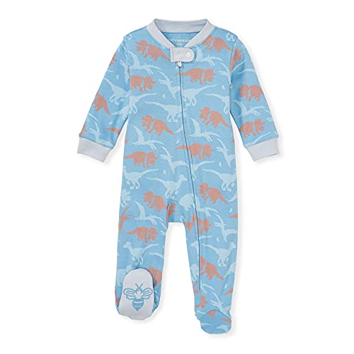 0840109582584 - BURTS BEES BABY BABY BOYS SLEEP AND PLAY PAJAMAS, 100% ORGANIC COTTON ONE-PIECE ROMPER JUMPSUIT ZIP FRONT PJS, PTREO-BLY CUTE, 3 MONTHS