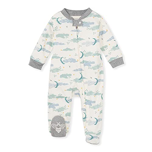 0840109582751 - BURTS BEES BABY BABY BOYS SLEEP AND PLAY PAJAMAS, 100% ORGANIC COTTON ONE-PIECE ROMPER JUMPSUIT ZIP FRONT PJS, TWILIGHT SKY, 6 MONTHS