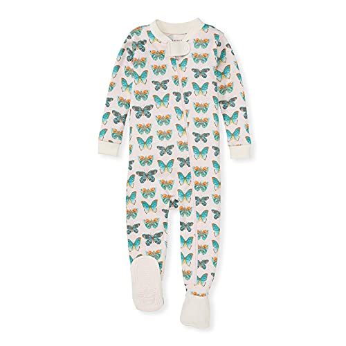 0840109583161 - BURTS BEES BABY BABY GIRLS PAJAMAS, ZIP FRONT NON-SLIP FOOTED SLEEPER PJS, 100% ORGANIC COTTON, BUTTERFLY CHART, 12 MONTHS