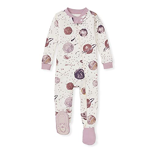 0840109583406 - BURTS BEES BABY BABY GIRLS PAJAMAS, ZIP FRONT NON-SLIP FOOTED SLEEPER PJS, 100% ORGANIC COTTON, STARRY GALAXY, 12 MONTHS