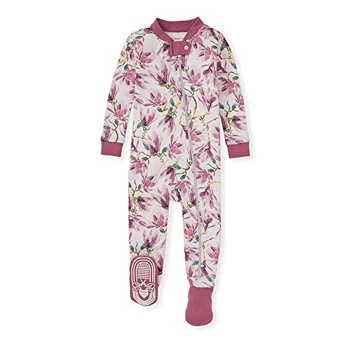 0840109583482 - BURTS BEES BABY BABY GIRLS PAJAMAS, ZIP FRONT NON-SLIP FOOTED SLEEPER PJS, 100% ORGANIC COTTON, MAGNIFICENT MAGNOLIAS, 12 MONTHS