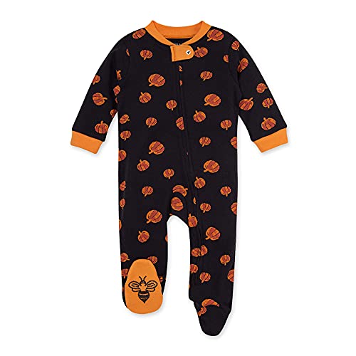 0840109593863 - BURTS BEES BABY BABY BOYS SLEEP AND PLAY PAJAMAS, 100% ORGANIC COTTON ONE-PIECE ROMPER JUMPSUIT ZIP FRONT PJS, PUMPKIN SPICE, 3 MONTHS