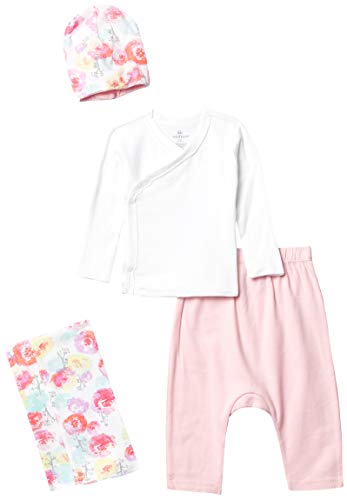 0840109610874 - HONESTBABY BABY 4-PIECE ORGANIC COTTON TAKE ME HOME GIFT SET, ROSE BLOSSOM, 3-6 MONTHS