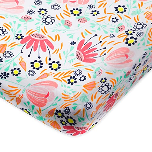 0840109624994 - HONESTBABY ORGANIC COTTON FITTED CRIB SHEET, FLOWER POWER, ONE SIZE