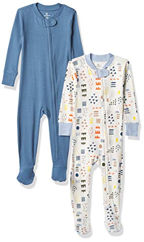 0840109636706 - HONESTBABY 2-PACK ORGANIC COTTON SNUG-FIT FOOTED PAJAMAS, MULTI COLORED PATTERN PLAY, 12 MONTHS