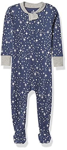 0840109644732 - HONESTBABY BABY ORGANIC COTTON SNUG-FIT FOOTED PAJAMAS, TWINKLE STAR NAVY, 18 MONTHS