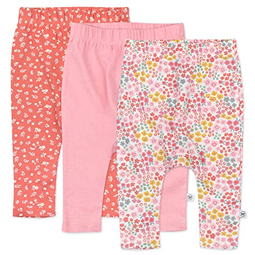 0840109645319 - HONESTBABY BABY ORGANIC COTTON CUFF-LESS HAREM PANTS MULTI-PACK, 3-PACK MEADOW FLORAL PINK BLUSH, 12 MONTHS