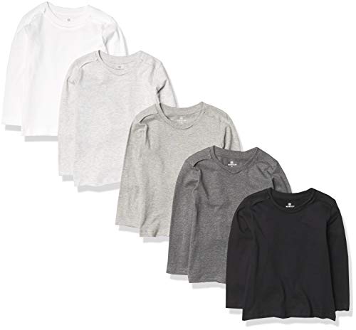 0840109648334 - HONESTBABY BABY 5-PACK ORGANIC COTTON LONG SLEEVE T-SHIRTS, GRAY OMBRE, NEWBORN