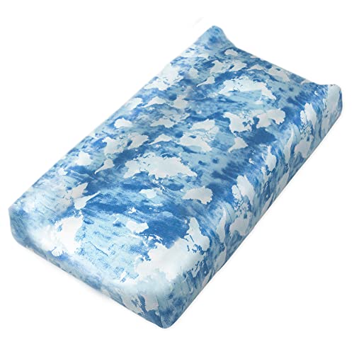 0840109652560 - HONESTBABY CLOTHING INFANT ORGANIC COTTON CHANGING PAD COVER, WATERCOLOR WORLD, ONE SIZE