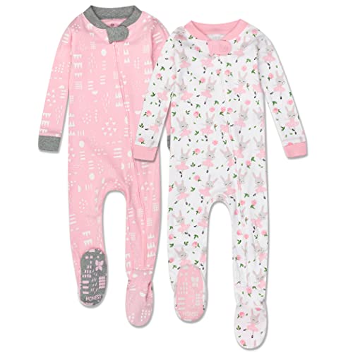 0840109654939 - HONESTBABY BABY 2-PACK ORGANIC COTTON SNUG-FIT FOOTED PAJAMAS, TUTU CUTE, 12 MONTHS