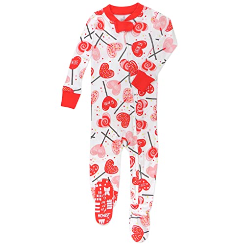 0840109659347 - HONESTBABY BABY ORGANIC COTTON SNUG-FIT FOOTED PAJAMAS, LOLLY LOVE, 12 MONTHS