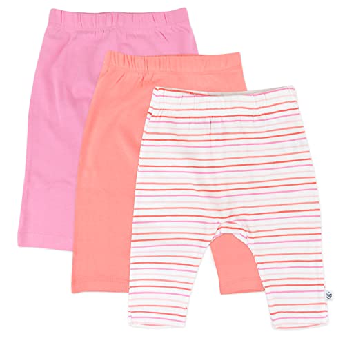 0840109660503 - HONESTBABY BABY INFANT ORGANIC COTTON CUFF-LESS HAREM PANTS MULTI-PACK, WATERCOLOR OMBRE STRIPE PINK PEACH, 24 MONTHS