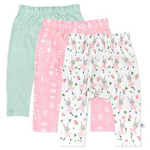 0840109670984 - HONESTBABY BABY INFANT ORGANIC COTTON CUFF-LESS HAREM PANTS MULTI-PACK, 3-PACK TUTU CUTE, 6-9 MONTHS