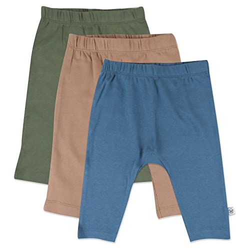 0840109671967 - HONESTBABY BABY INFANT ORGANIC COTTON CUFF-LESS HAREM PANTS MULTI-PACK, 3-PACK EARTHY BLUES, NEWBORN