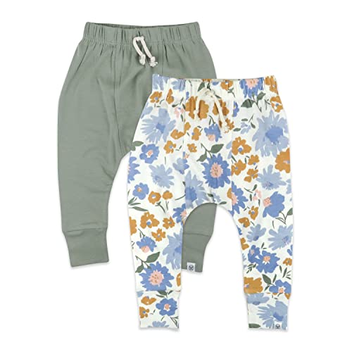 0840109685544 - HONESTBABY BABY ORGANIC COTTON HONEST PANTS MULTI PACK, PAINTERLY FLORAL BLUE, 3-6 MONTHS
