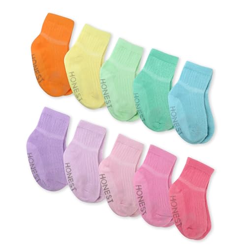 0840109694263 - HONESTBABY MULTIPACK COZY SOCKS SUSTAINABLY MADE FOR INFANT BABY, TODDLER, KIDS BOYS, GIRLS, UNISEX, MEN AND WOMEN RAINBOW PINKS, 6 MONTHS