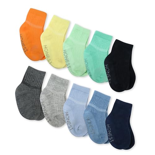 0840109694294 - HONESTBABY MULTIPACK COZY SOCKS SUSTAINABLY MADE FOR INFANT BABY, TODDLER, KIDS BOYS, GIRLS, UNISEX, MEN AND WOMEN RAINBOW BLUES, 6 MONTHS