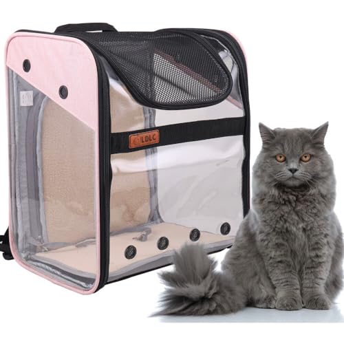 0840148722958 - CRITTER SITTERS LIGHT PINK SEE-THROUGH PET BACKPACK FOR SMALL DOGS, CATS WITH SCRATCH RESISTANT BREATHABLE MESH WINDOW, AIRLINE CARRY-ON APPROVED, SAFETY LEASH, DURABLE TRANSPORATION FOR ANIMALS