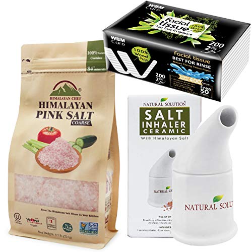 0840162300569 - WBM LLC HIMALAYAN PINK SALT & SALT INHALER WITH NATURAL TEA TREE FACIAL TISSUE, 1.7 LB