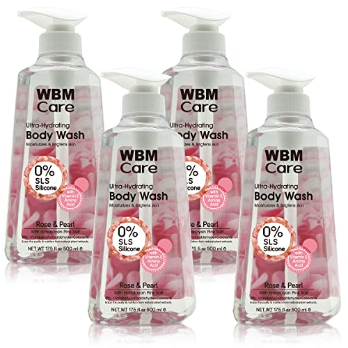 0840162311510 - WBM CARE BODY WASH FOR ALL THE SKIN TYPES, FORMULATED WITH ROSE & PEARL, DEEP MOISTURIZING WITH HIMALAYAN PINK SALT SHOWER GEL, 17.5 OZ-PACK OF 4