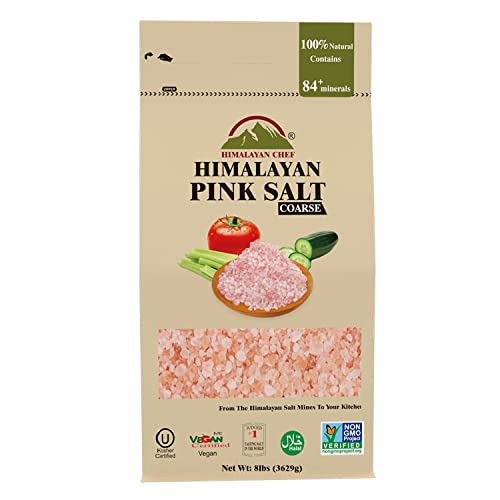 0840162316959 - HIMALAYAN CHEF PINK SALT, COARSE - 8 LBS NUTRIENT AND MINERAL DENSE FOR HEALTH - GOURMET PURE CRYSTAL - KOSHER & NATURAL CERTIFIED