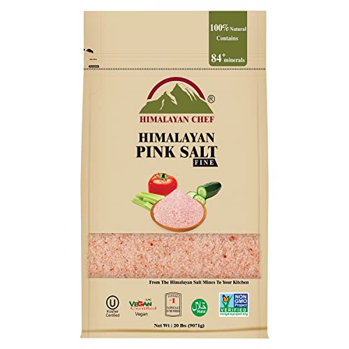 0840162318786 - HIMALAYAN CHEF PINK SALT FINE GRAIN, UNREFINED NATURAL HIMALAYAN SALT ENRICHED WITH 84 MINERALS - 20 LBS BAG
