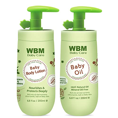 0840162321526 - WBM BABY OIL & BABY LOTION SET FOR SOFT AND HEALTHY SKIN CARE, MOISTURIZING & NOURISHING NEWBORN ESSENTIALS WITH 100% NATURAL INGREDIENTS AND VITAMIN E