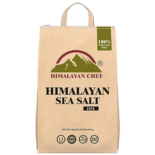 0840162322875 - HIMALAYAN CHEF GOURMET SEA SALT, FINE GRAIN 320 OUNCE, CLASSIC SEA SALT, ALL-NATURAL & PURE, UNREFINED, GLUTEN FREE, SEA SALT FOR DAILY COOKING, 20 LBS/EACH, PACK OF 2