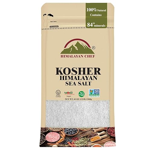 0840162322936 - HIMALAYAN CHEF KOSHER SEA SALT, FINE GRAIN KOSHER SALT, REPLACEMENT FOR TABLE SALT, NON-IODIZED, ALL-NATURAL, NO ADDITIVES - 48 OZ/EACH BAG, PACK OF 4