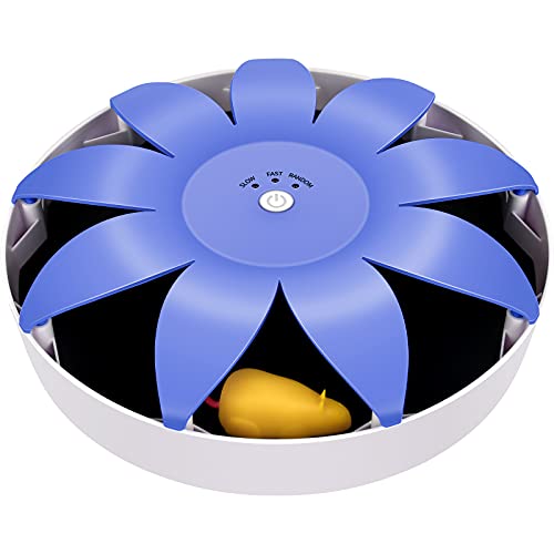 0840166222751 - AUTOMATIC ELECTRIC MAGNETIC SPINNING CAT TOYS, INTERACTIVE, ROTATION CAT EXERCISE TEASER TOY WITH EMULATIONAL MOUSE, FLUFFY TAILS, CATNIP TOYS, TOYS FOR INDOOR CATS, PETS, 9.65” X 9.65” X 2.36”
