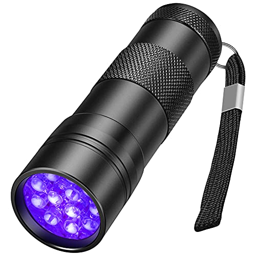 0840166223116 - SIMPLE DELUXE UV FLASHLIGHT BLACK LIGHT 12 LED 395NM HAND-HELD DETECTING TORCH FOR PET URINE, STAINS, VERIFYING MONEY DOCUMENTS, BATTERIES NOT INCLUDED, BLACK