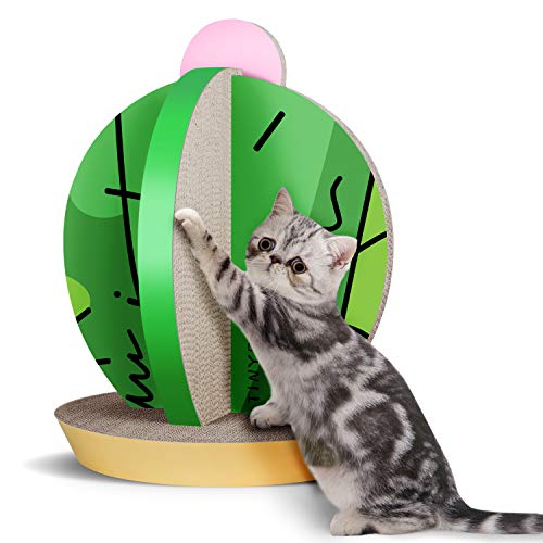0840166225042 - FLUFFYDREAM CAT CONDO SCRATCHER POST CARDBOARD, CACTUS SHAPE CAT SCRATCHING HOUSE BED FURNITURE PROTECTOR, GREEN COLOUR