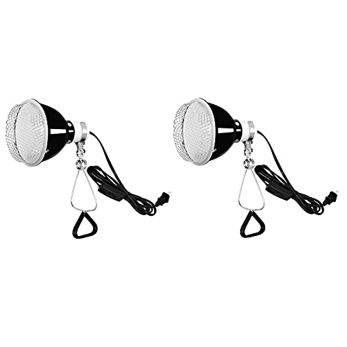 0840166233320 - SIMPLE DELUXE 2 PACK 60W REPTILE DOME LIGHT CLAMP LAMP FIXTURE WITH 5.5 INCH ALUMINUM REFLECTOR AND METAL GUARD FOR AMPHIBIAN PET (NO BULB INCLUDED)