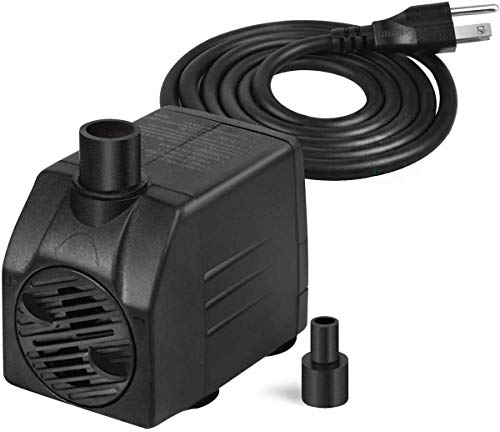 0840166234129 - SIMPLE DELUXE UL SAFETY CERTIFIED 120 GPH (450L/H) SUBMERSIBLE WATER PUMP WITH ADJUSTABLE INTAKE & 6 WATERPROOF CORD FOR AQUAPONICS, FOUNTAINS, FISH TANK & MORE, BLACK