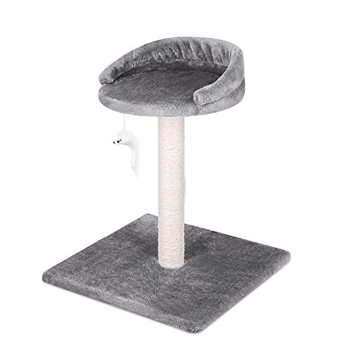 0840166240076 - CAT TREE , MULTI-LEVEL CAT TOWER HOUSE CONDO WITH SCRATCHING POSTS & HAMMOCK FOR MEDIUM & SMALL CATS, GREY, 20 INCH