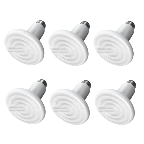 0840166240724 - SIMPLE DELUXE CERAMIC HEAT EMITTER 150W 6-PACK REPTILE HEAT LAMP BULB NO LIGHT EMITTING BROODER COOP HEATER FOR AMPHIBIAN PET SNAKE TURTLE & INCUBATING CHICKEN, NO HARM, COLOR WHITE
