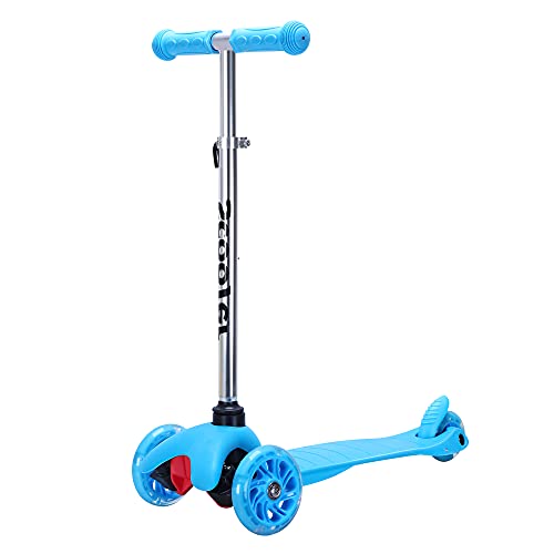0840166256565 - SIMPLELUX KIDS SCOOTER - 4 ADJUSTABLE HEIGHT, EXTRA-WIDE DECK WITH BRAKE & 3 PU FLASHING WHEELS, OVER 3 YEARS OLD,BLUE