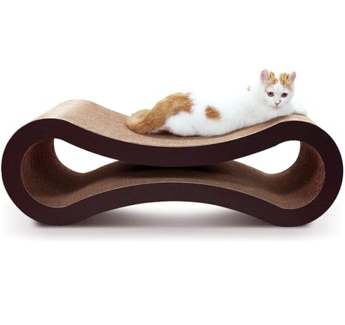 0840166287835 - FLUFFYDREAM CAT SCRATCHER CARDBOARD, SCRATCHING PAD HOUSE BED FURNITURE PROTECTOR, INFINITY SHAPE, CURVED
