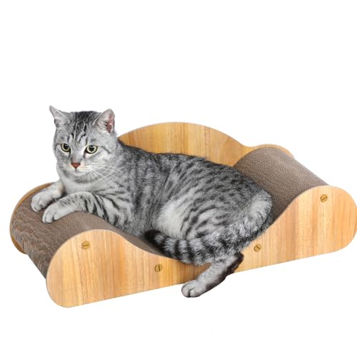 0840166289303 - FLUFFYDREAM CAT SCRATCHER CARDBOARD, SCRATCHING PAD HOUSE BED FURNITURE PROTECTOR, INFINITY SHAPE, CURVED (WOOD, ROUND SOFA)