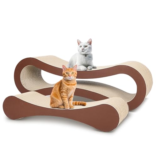 0840166290200 - FLUFFYDREAM 2 IN 1 CAT SCRATCHER CARDBOARD, CAT SCRATCHING BOARD FURNITURE PROTECTOR, CAT SCRATCHING POST, CAT BEDS FOR INDOOR CATS, INFINITY SHAPE, X-LARGE