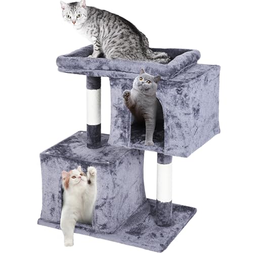 0840166291146 - FLUFFYDREAM 37 CAT SCRATCHING POST, NATURAL SISAL ROPE SCRATCHER WITH DANGLING TEASER BALL AND COVERED WITH SOFT PLUSH FOR KITTENS AND ADULT CATS, SAND COLOR (CAT TREE 31 GREY)