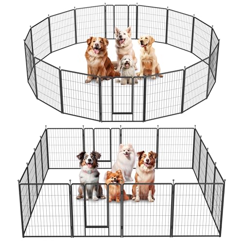 0840166293195 - SIMPLE DELUXE DOG PLAYPEN INDOOR OUTDOOR, 32 HEIGHT 16 PANELS FENCE WITH ANTI-RUST COATING, METAL HEAVY PORTABLE FOLDABLE DOG PEN FOR LARGE, MEDIUM SMALL DOGS RV YARD CAMPING