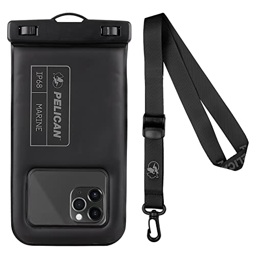 0840171721881 - PELICAN – MARINE SERIES – WATER-PROOF FLOATING PROTECTION PHONE POUCH (REGULAR SIZE) WITH DETACHABLE LANYARD – STEALTH BLACK