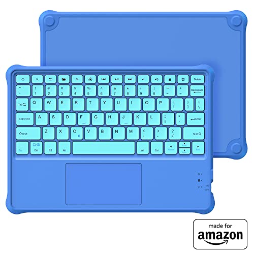 0840173949566 - ALL NEW, MADE FOR AMAZON KIDS WIRELESS BLUETOOTH KEYBOARD IN BLUE, FOR 10” FIRE KIDS PRO AND 10” FIRE KIDS TABLETS.