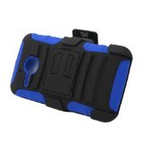 0840176118785 - EAGLE CELL ALCATEL ONE TOUCH EVOLVE HYBRID SKIN CASE WITH STAND AND HOLSTER - RETAIL PACKAGING - BLUE/BLACK
