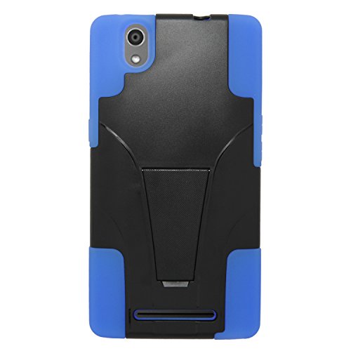 0840176169695 - EAGLE CELL HYBRID PROTECTIVE CASE WITH STAND FOR ZTE ZMAX Z970 - RETAIL PACKAGING - BLUE/BLACK